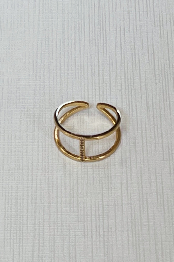 Two Row Pave Bar Ring