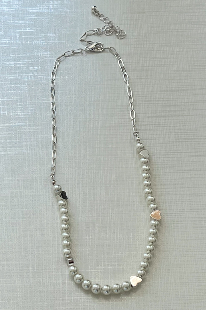 Heart  Pearl Beaded Necklace