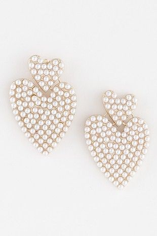 Pearl Twin Heart Hoop Earrings