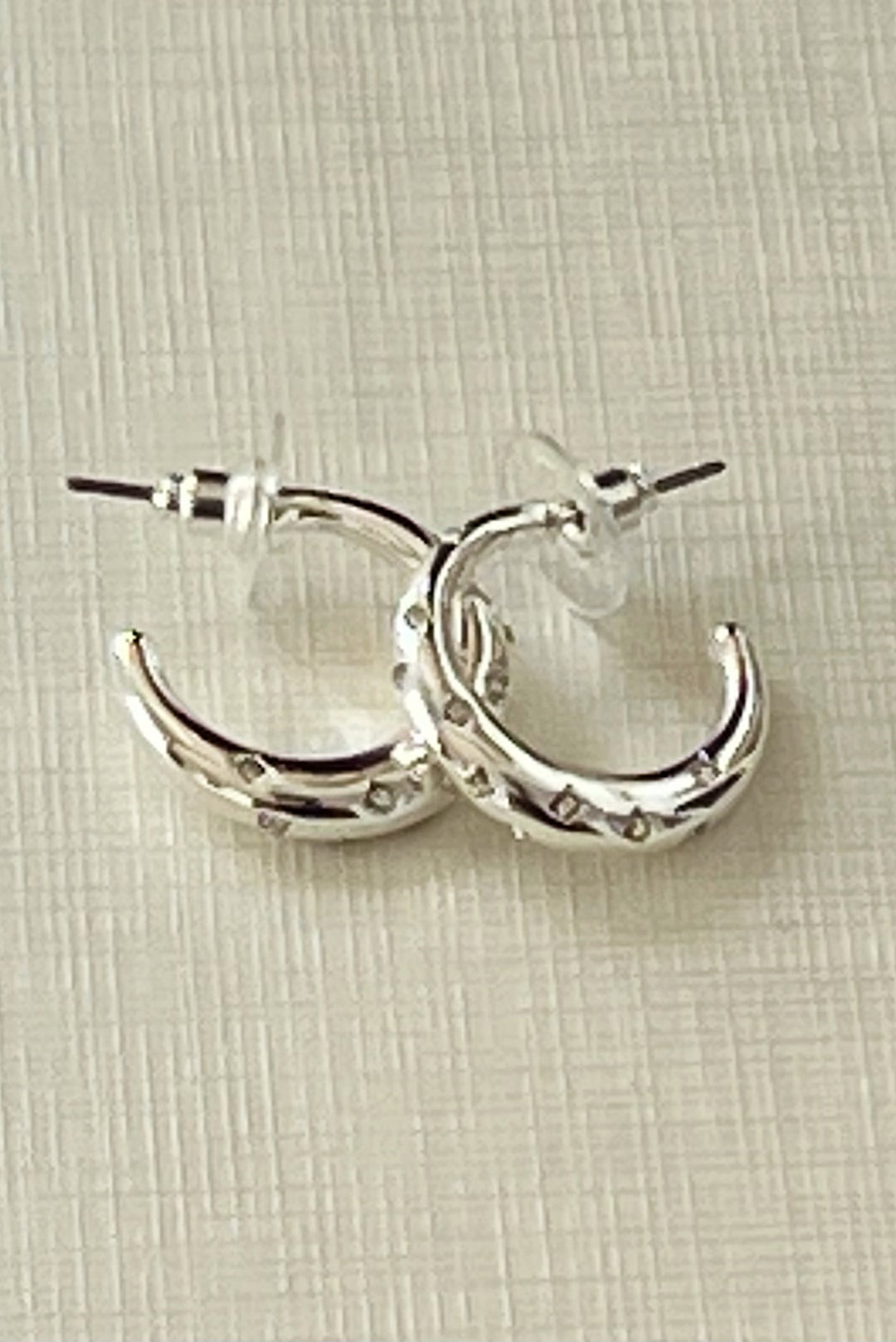 Glass Stone Embellished Hoop Earrings