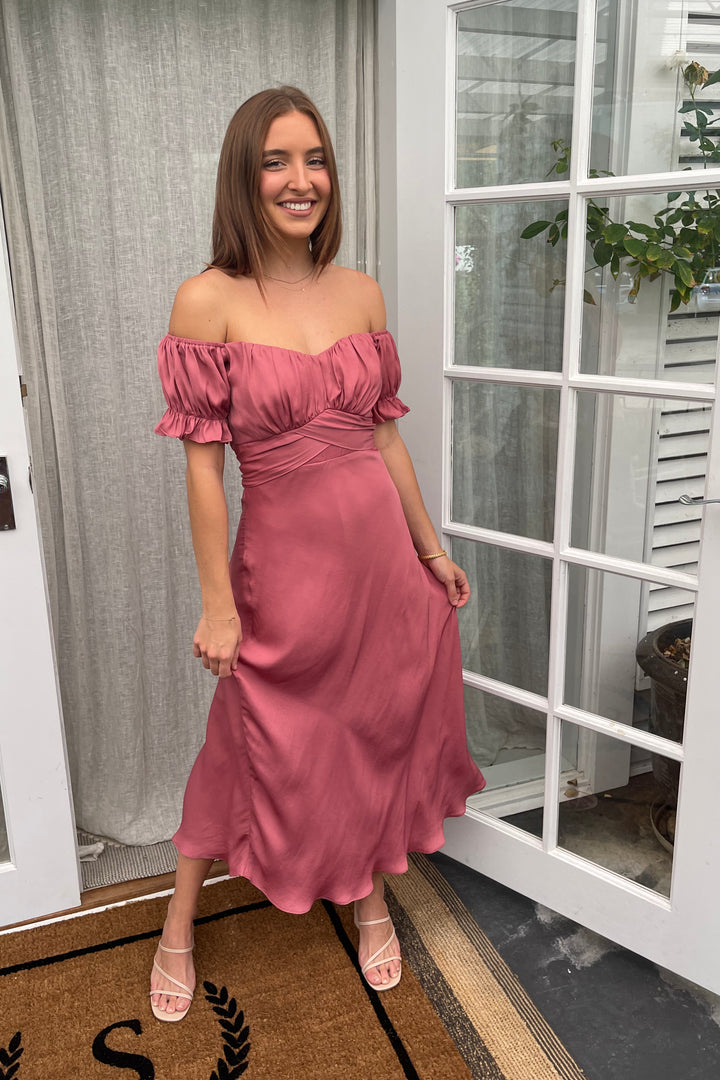 Sofia Midi Dress in Rose