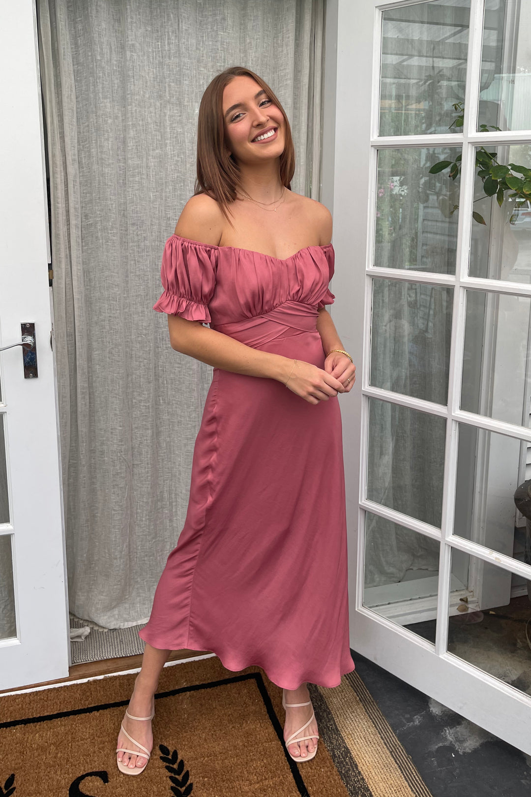 Sofia Midi Dress in Rose